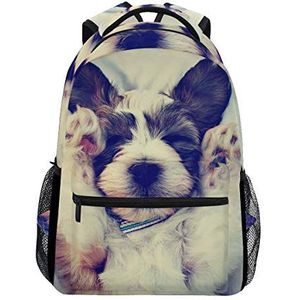 Jeansame Rugzak Schooltas Laptop Reistassen voor Kinderen Jongens Meisjes Vrouwen Mannen Leuke Puppy Hond, Veelkleurige schooltas, Large Capacity Backpack