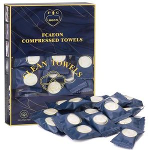 FCaeon Gecomprimeerde Handdoeken 100 Stuks, Wegwerphasdoeken, Biologisch Afbreekbaar Compressed Reis Handdoek, Individueel Verpakt, Absorberend voor Hotel Camping Backpacking Wandelen(Donkerblauw)
