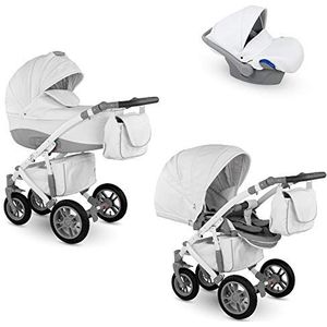 Kinderwagen Pram Pushchair 2in1 3in1 Isofix Autostoel 11 Kleuren Rio door ChillyKids 2in1 without baby seat Angel White SIE-6