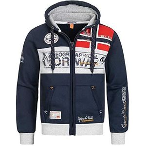 Geographical Norway FLYER MEN - Heren Hoodie En Zak - Man Sweatshirts Hoodies Pocket - Hoody Pullover Sweatshirts Warm Sweater Tops Jongens - Hoodie Jas Sport Casual Unisex MARINE BLAUW L