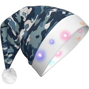 Xzeit LED Kerst Hoed Voor Volwassen Kerstman Hoed Navy camouflage patroon Light up Kerst Hoed Xmas Holiday Party Supplies