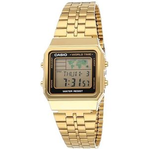 Casio Uniseks polshorloge Vintage Digitaal Quartz Roestvrij Staal gecoat A500WGA-1D, goud/goud, armband