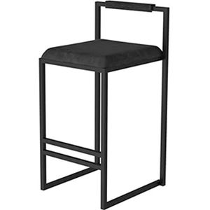 Luxe keukenbarkruk, fluwelen stoel eetkamerstoel met zwart metalen poten, gestoffeerde barkruk voor keuken eetkamer slaapkamer pub café vrijetijdsstoel, zithoogte 65 cm (kleur: zwart)