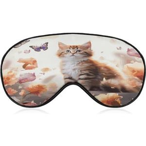 Schattig kitten vlinder slaapmasker zacht en comfortabel nachtslaapmasker gezichtsknuffelende gewatteerde oogbedekking met verstelbare band voor diepe rust reizen ploegendienst werk