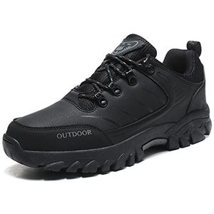 Wandelschoenen voor heren, lage taille, waterdichte wandelschoenen, lichte joggingschoenen, veters, reizen, campingschoenen, Zwart, 39.5 EU