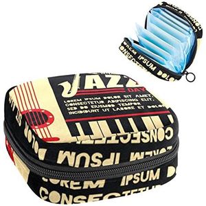 Periode Pouch Draagbare Tampon Opbergtas,Tampon Houder voor Portemonnee Vrouwelijke Product Organizer,Retro Internationale Jazz Dag Saxafoon, Meerkleurig, 4.7x6.6x6.6 in/12x17x17 cm