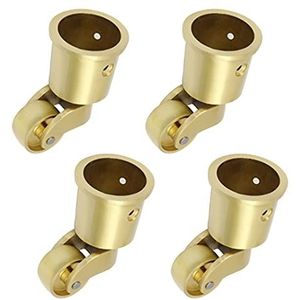 Zware wielen 4-pack kleine zwenkwielen 25 mm, massief messing zwenkwielen, bewegende zwenkwielen for meubeltafelwagen, bekerstijl fitting, draagvermogen 330 lbs/150 kg, met schroeven, goud