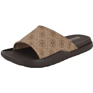 GUESS Magaria Slide Sandaal voor heren, Lichtbruin Logo Multi 230, 46 EU