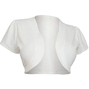 Mengmiao Bolero voor dames, korte mouwen, effen, elegant, gebreide jas, shrug top, schouderjas, wit, XXL