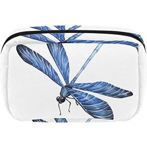 Blauwe Libelle Reis Gepersonaliseerde Make-up Tas Cosmetische Zak Toiletry tas voor vrouwen en meisjes, Meerkleurig, 17.5x7x10.5cm/6.9x4.1x2.8in