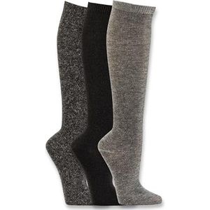 Kniekousen met alpacawol voor dames en heren, 3 paar, fijn gebreid, zacht, comfortabel, warm, gezellige sokken, lange thermische laarssokken, Mix 2, 36-38 EU