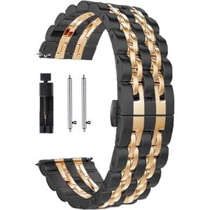 LUGEMA Roestvrijstalen polsbandje compatibel met Samsung Galaxy Watch 3 Lte 4 1mm 45mm band armband for tandwielsport / S2 S3 42mm 46mm 20mm 22mm bands(Black Rose Gold,Galaxy Watch3 45mm)