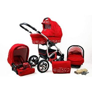 Kinderwagen 3in1 2in1 Set Isofix Buggy Autostoeltje NEW-L-Go by SaintBaby Red Flowers 2in1 zonder autostoel