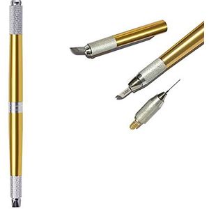 Pinkiou Microblading-pen Handmatige tattoo-wenkbrauwpennen voor permanente make-up Tattoo-benodigdheden (goudkleurig)