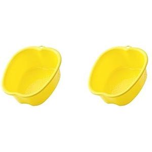 2 Set van Foot Tub Grote Plastic Draagbare Voetbad SPA Bassin voor Teennagels en Enkels Geel, 37,3 x 33 x 15 cm