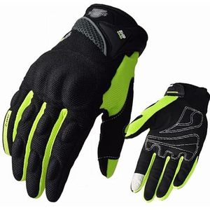 ZHANGSHUMIN Motorhandschoenen Zomer Touchscreen Motorrijhandschoen Volledige Vinger Mesh Ademend Motocross Handschoen MTB Dirt Bike Handschoenen Motorhandschoenen (Groen, XXL)