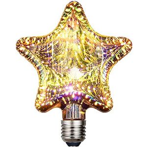 LED Edison-lampen, 3D-vuurwerklamp Vuurwerklamp E27 AC 85-220V 4W Retro Edison Bulb Starry Light Bulb voor Party Home Kerstvakantie (Ster)