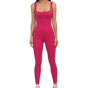 ROEUIPG Geribbelde yoga tops voor dames, romper, mouwloze trainingspakken (roze, XL)