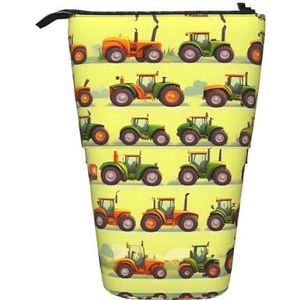 Nbtghga Green Fields Farming Machine Print Potlood Telescopische Klassieke Kunst Stand Up Potlood Case Organizer Potlood Houder Make-up Tas Gift, Zwart, Eén maat