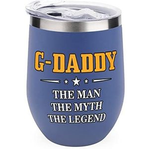 G-daddy The Man The Myth The Legend Herbruikbare Koffiekopjes Roestvrij Staal Geïsoleerde Reismok Dubbelwandige Wijnbeker Blauw-Stijl