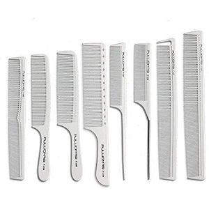 Witte salon professionele kapper koolstof kam hittebestendige anti-statische haar kam set van 8 kappers voorkeur(8 stuks, wit)