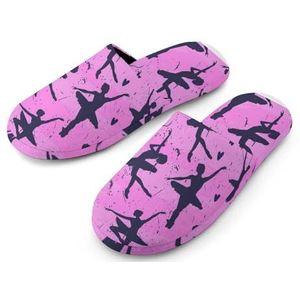 Dansende Ballerina's Volledige Print Heren Slippers Warme Anti-Slip Rubber Zool Huis Schoenen Voor Indoor Hotel