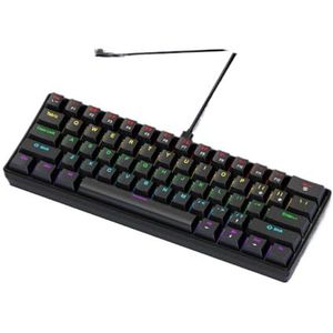 QPSJXN 60% bedraad mechanisch toetsenbord K61 61 RGB backlight zwart wit rood blauwe schakelaar compatibel met meerdere apparaten (zwart)