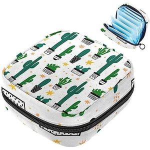 MUOOUM Maandverband Opbergtas, Leuke Cactus Sterren Patroon Menstruatie Cup Pouch, Draagbare Maandverband Pads Opbergzakken Vrouwelijke Menstruatie Eerste Menstruatie Tas voor Tiener Meisjes Vrouwen