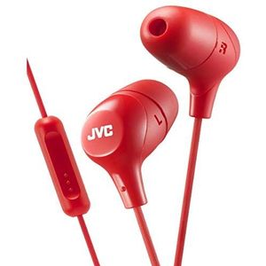 JVC HA-FX38M-R-E in-ear hoofdtelefoon met 1-knops afstandsbediening en microfoon rood