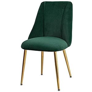 GEIRONV Flanel Stof Dineren Stoelen, Goud Metalen Benen Bureaustoel Woonkamer Slaapkamer Apartment Lounge Chair 50 × 56 × 85 cm Eetstoelen (Color : Green)