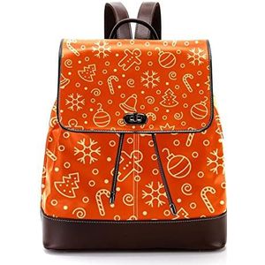 Gepersonaliseerde casual dagrugzak tas voor tiener oranje kerst elementen patroon schooltassen boekentassen, Meerkleurig, 27x12.3x32cm, Rugzak Rugzakken