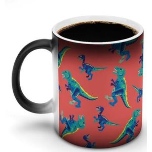Pop En Kleurrijke Leuke Dinosaurussen Aanpassen Magische Warmte Veranderende Mok Keramische Cup Koffie Mokken Warmtegevoelige Grappige Gift