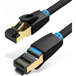 C-AT8 E-/thernet-kabel 40 Gbps 2000 MHz C-AT 8 Netwerken Katoen Gevlochten Internet Lan-snoer Geschikt Fit Compatible Lap/tops P-/S 4 Router RJ45-kabel (Color : IKA Cat8 Black Round, Size : 1m)