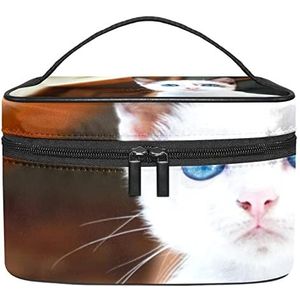 Kattenpatroon make-up organizer tas, reismake-up tas organizer case draagbare cosmetische tas voor vrouwen en meisjes toiletartikelen, Meerkleurig, 22.5x15x13.8cm/8.9x5.9x5.4in