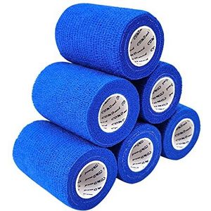 COMOmed Cohesive Bandage 7.5cm 6 Rolls Adhesive Bandage Roll Flexible Bandage Non-woven Cohesive Athletic Tape Alleray tested Blue Rolls…