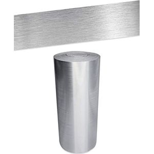 VisitRyl Wandrand, zelfklevend, waterdicht, PVC, plinten, zelfklevend, voor keuken en badkamer, wanddecoratie, geborsteld zilver, 10 cm x 500 cm