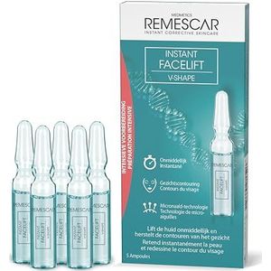 Remescar Instant Facelift V-Shape 5 Ampullen - Microneedling Technologie met peptiden & diepzeemicroalgen om de huid te verstevigen, de kaaklijn strakker te maken en hamsterwangen te verminderen