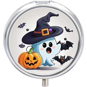 Halloween Ghost Pill Box Ronde Draagbare Pil Organizer Waterdichte Dagelijkse Vitamine Houder Dozen Creatieve 3 Compartiment Geneeskunde Pil Case voor Portemonnee Of Pocket
