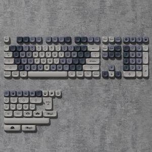 QPSJXN 134 Green Gradient 5-zijdige Kleurstof MOA Sublimatie Toetsen PBT Profile Keycaps en MX-schakelaars voor Gaming Toetsenborden (Grijs)