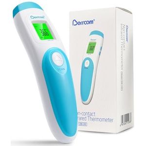 Berrcom Contactloze infrarood voorhoofdthermometer voor volwassenen en kinderen, infraroodthermometer, digitale babythermometer met directe aflezing, koortsalarm, °C/°F schakelaar