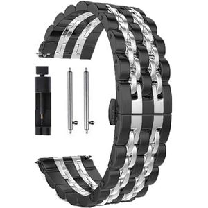 EDVENA Roestvrijstalen polsbandje compatibel met Samsung Galaxy Watch 3 Lte 4 1mm 45mm band armband for tandwielsport / S2 S3 42mm 46mm 20mm 22mm bands (Color : Black silver, Size : For Active2 40 4