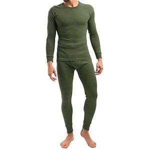 MT Thermisch ondergoed voor heren, ski-ondergoed, lang warm winterondergoed, ademend, olijfgroen, XL