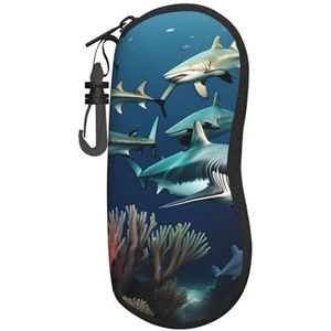 yefan Haaien onder de zee, onze brillenkoker heeft een ritsontwerp om de bril te beschermen tegen gemakkelijk vallen, gemakkelijk te dragen, en kan ook worden gebruikt als decoratie, Zwart, Eén Maat