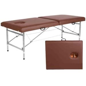 Draagbaar Draagbaar Opvouwbaar Schoonheidsmassagebed Liftend Professioneel Massagebed met Hoofdgat Tattoo Bed Therapiebed, for Spa Salon Tattoo Beauty(Brown,185x70x50-72cm)