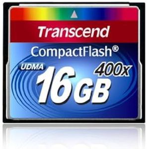 Transcend 400x CompactFlash Card, 16 GB, 16 GB, CompactFlash (CF), 90 MB/s, 10000 cycli per logische sector, zwart, CF Type I, RoHS)