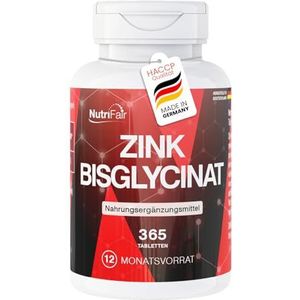 Zink 25mg - 365 tabletten - Zinkbisglycinaat - Hoge dosering - 100% veganistisch - Duitse productie & laboratoriumtests - NutriFair | Premium & Fair