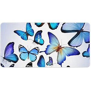 Vlinder Kleurrijke Blauwe Tekening Art Mode Bureau Muismat Antislip Gaming Muismat Accessoires Decor 30x60cm