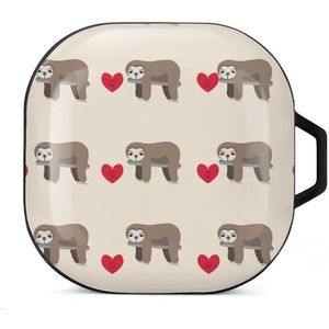 Luiaard met hart oordopjes hoesje compatibel met Samsung hard shell beschermhoes zwart-stijl