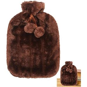 huiba Drinkfles met zacht deksel, afdekking van kunstbont voor 2 liter (2000 ml) | rubberen afdekking voor warme waterfles, afdekking voor winterboiler, voor vrouwen