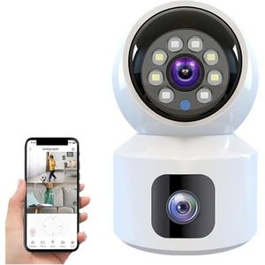 HD Mini Camera Draadloos Dual Lens 8MP IP-camera's Smart Nachtzicht CCTV-beveiliging PTZ Camara Indoor Babyfoon Beveiligingscamera'S Voor Thuis(8MP Cam Add 128GB)